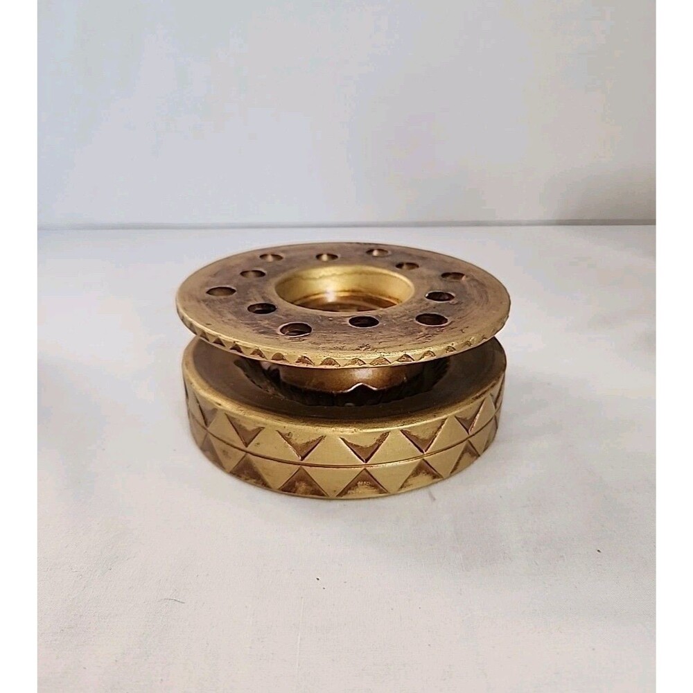 Vintage Brown Ceramic Flower Frog? Ashtray? 12 Holes